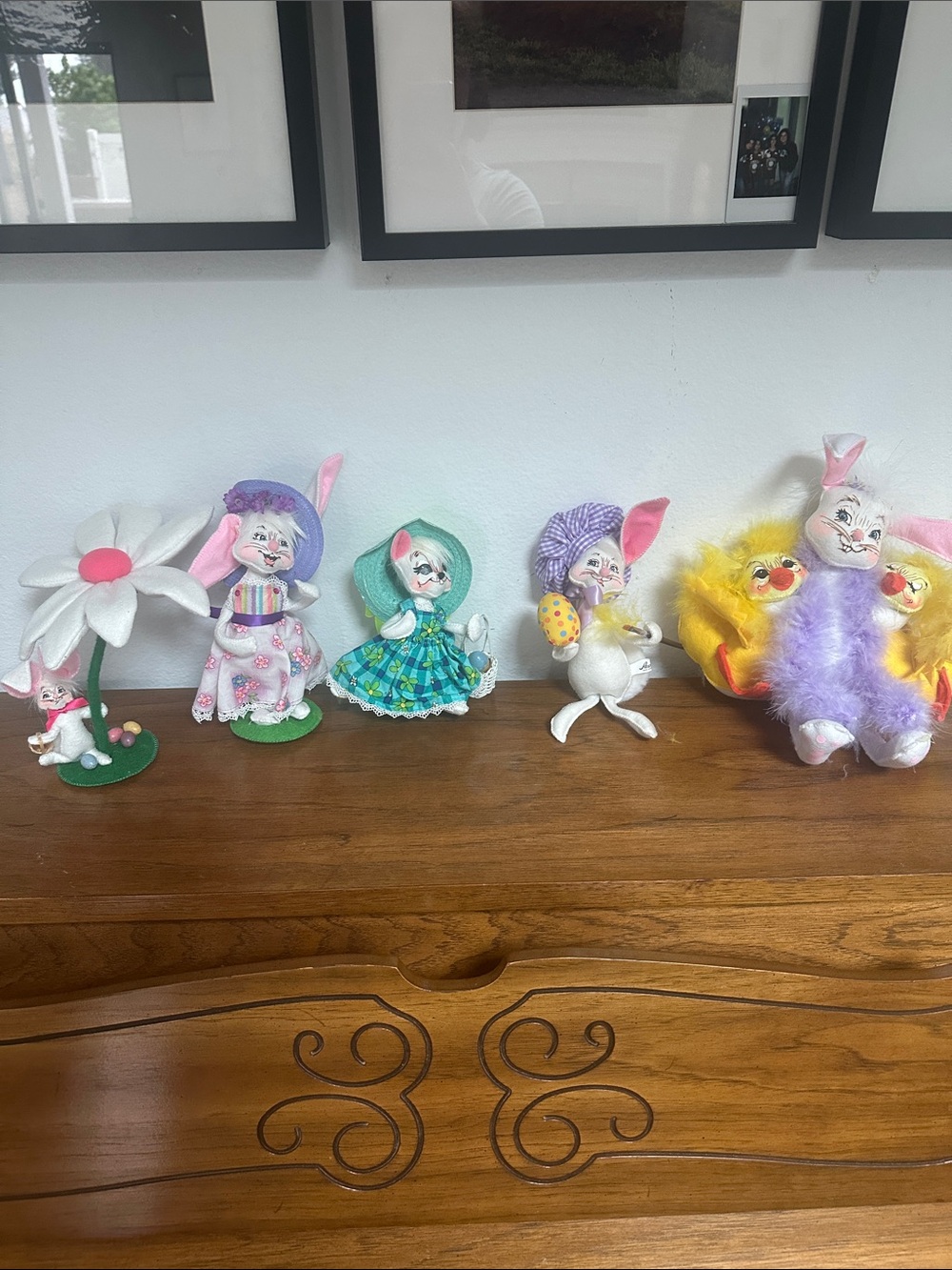 5 Vintage Annalee Bunny Dolls Easter Collection Handmade Fabric
